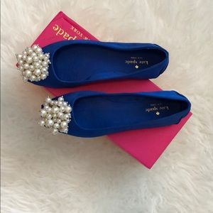 Kate Spade Flambé Flat in Cobalt Satin